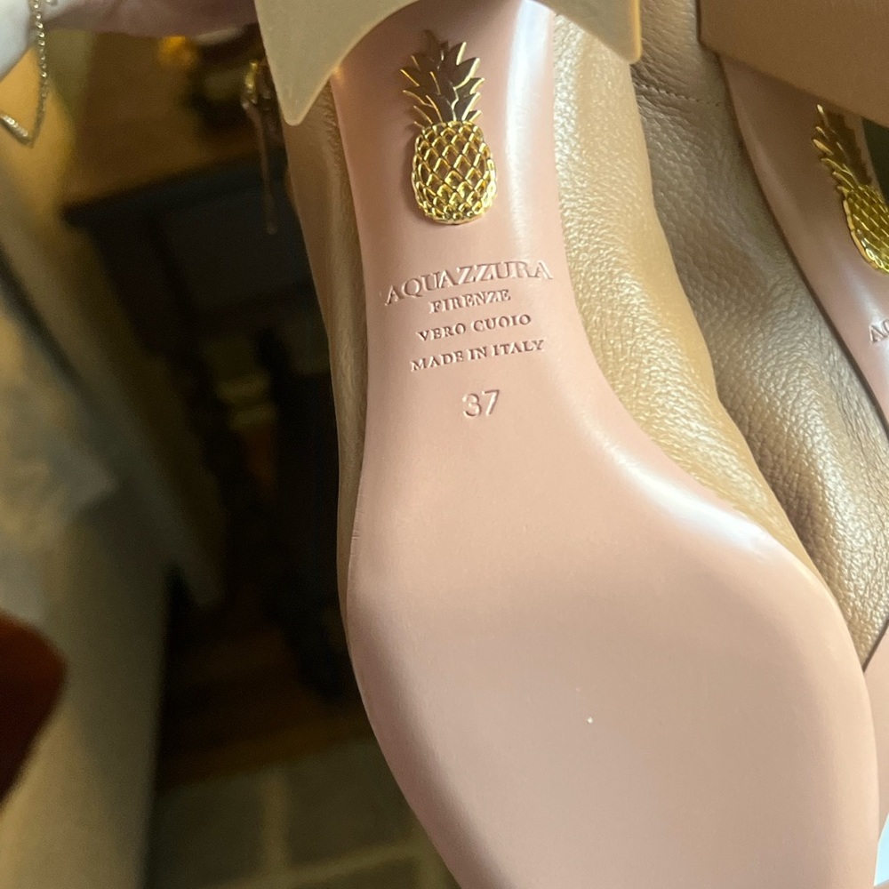 Aquazzura Saint Honore Camel Block Heel 37 - Picture 4 of 6